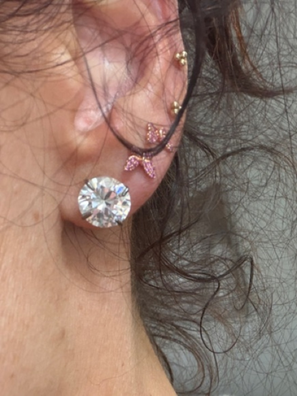 Sterling Silver Cubic Zirconia Stud Earrings - Clear and 14kw monster backs